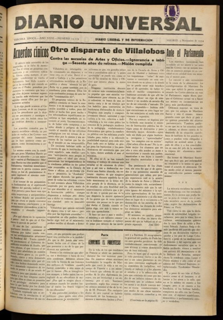 Miniatura de Diario Universal del 5 de noviembre de 1934