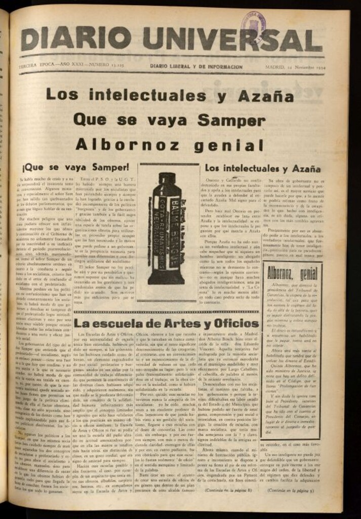 Miniatura de Diario Universal del 12 de noviembre de 1934