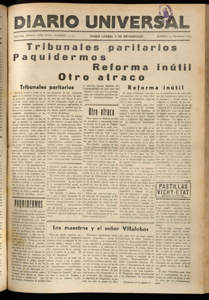 Miniatura de Diario Universal del 20 de noviembre de 1934