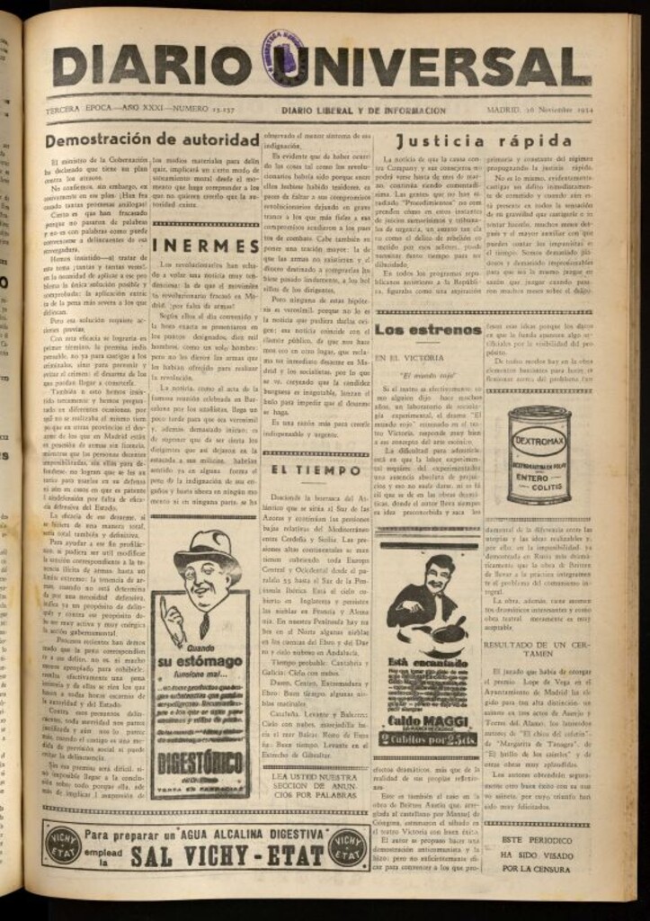 Miniatura de Diario Universal del 26 de noviembre de 1934