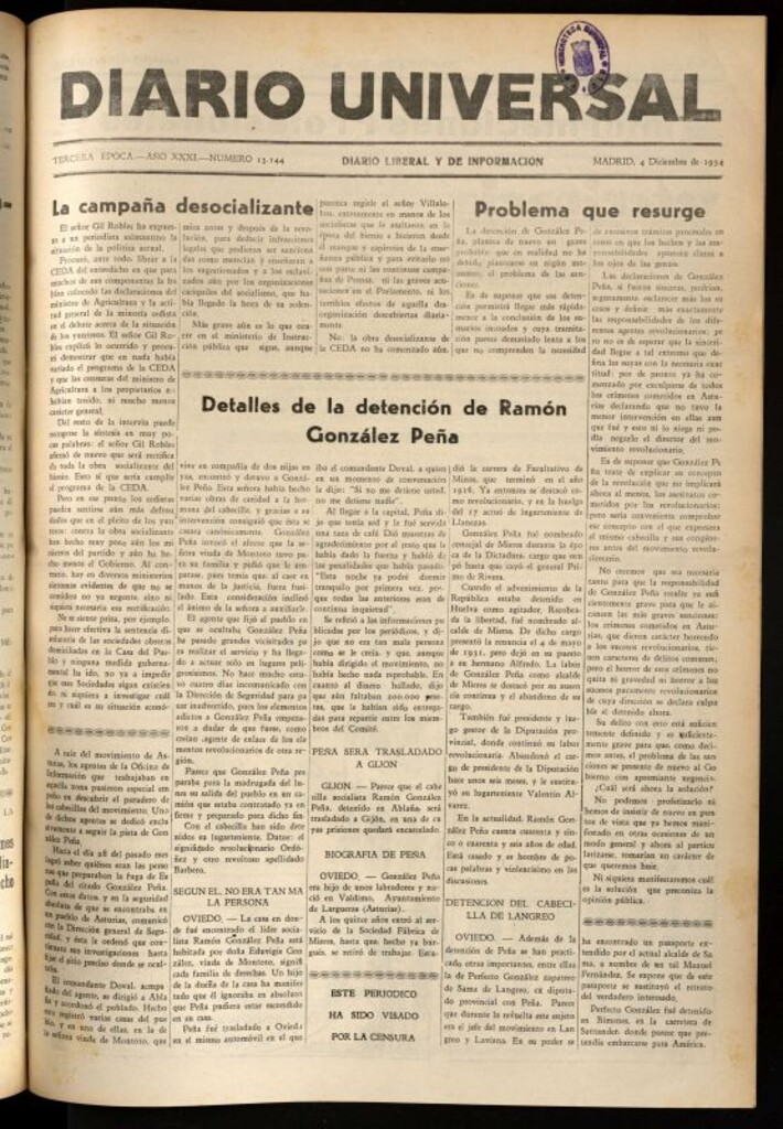 Miniatura de Diario Universal del 4 de diciembre de 1934