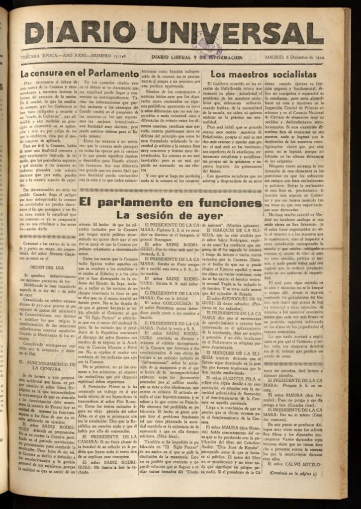 Miniatura de Diario Universal del 6 de diciembre de 1934
