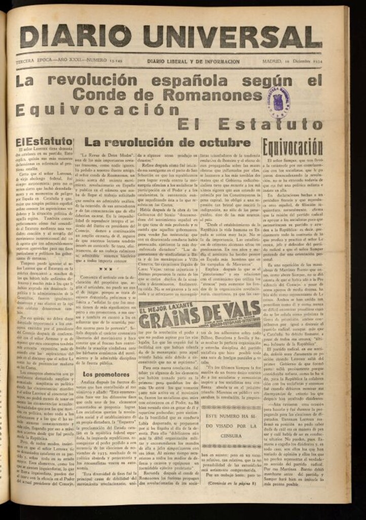 Miniatura de Diario Universal del 10 de diciembre de 1934