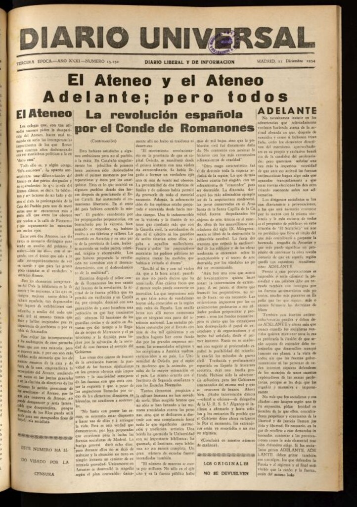Miniatura de Diario Universal del 11 de diciembre de 1934