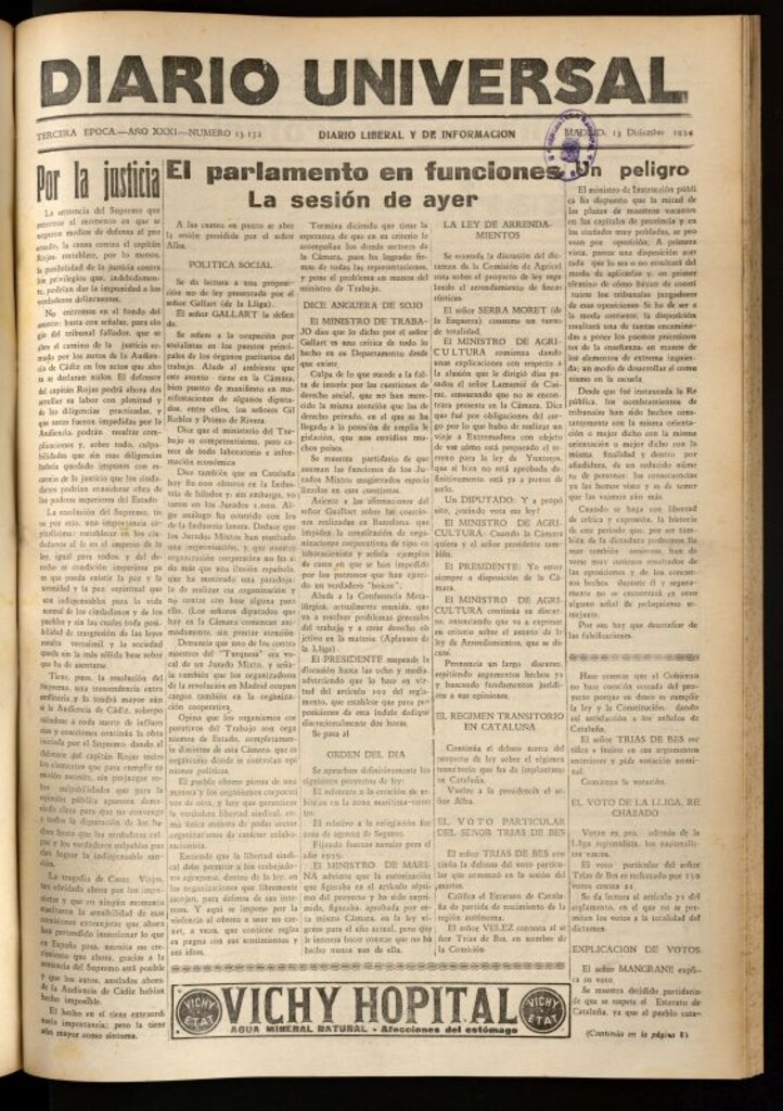 Miniatura de Diario Universal del 13 de diciembre de 1934