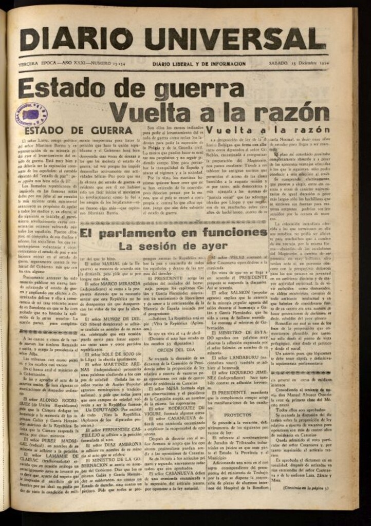 Miniatura de Diario Universal del 15 de diciembre de 1934