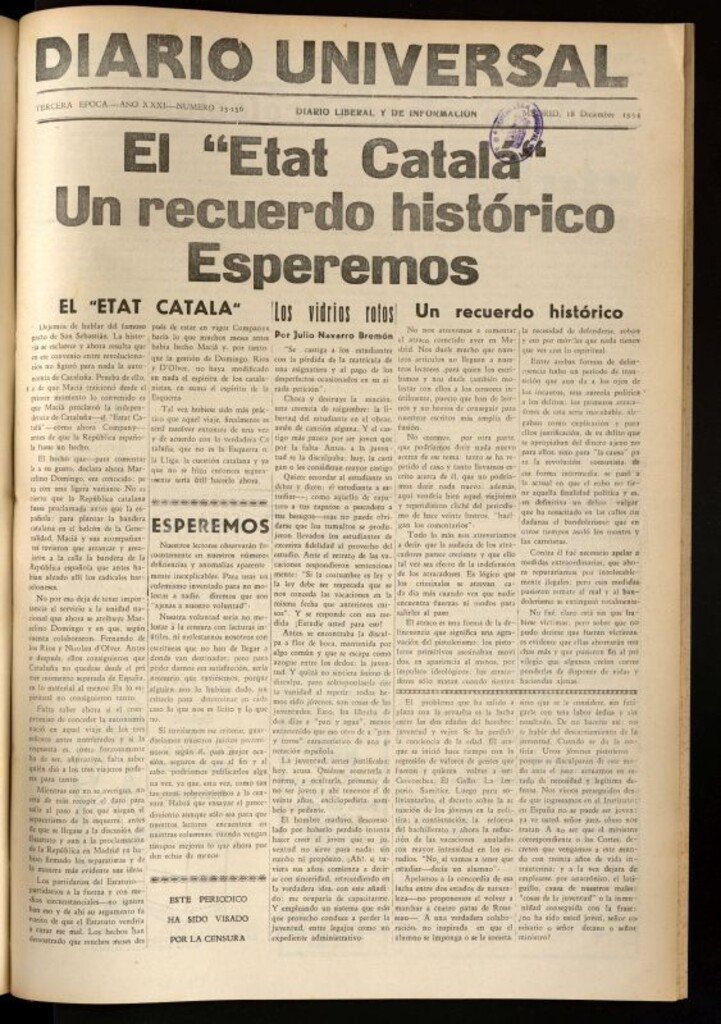 Miniatura de Diario Universal del 18 de diciembre de 1934