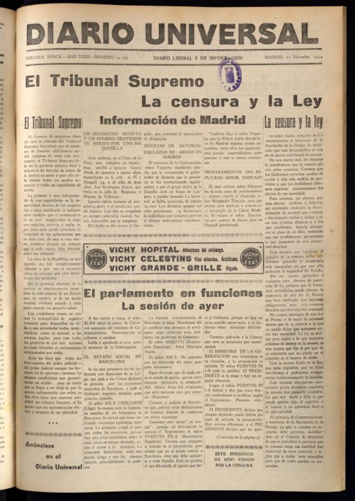 Miniatura de Diario Universal del 21 de diciembre de 1934