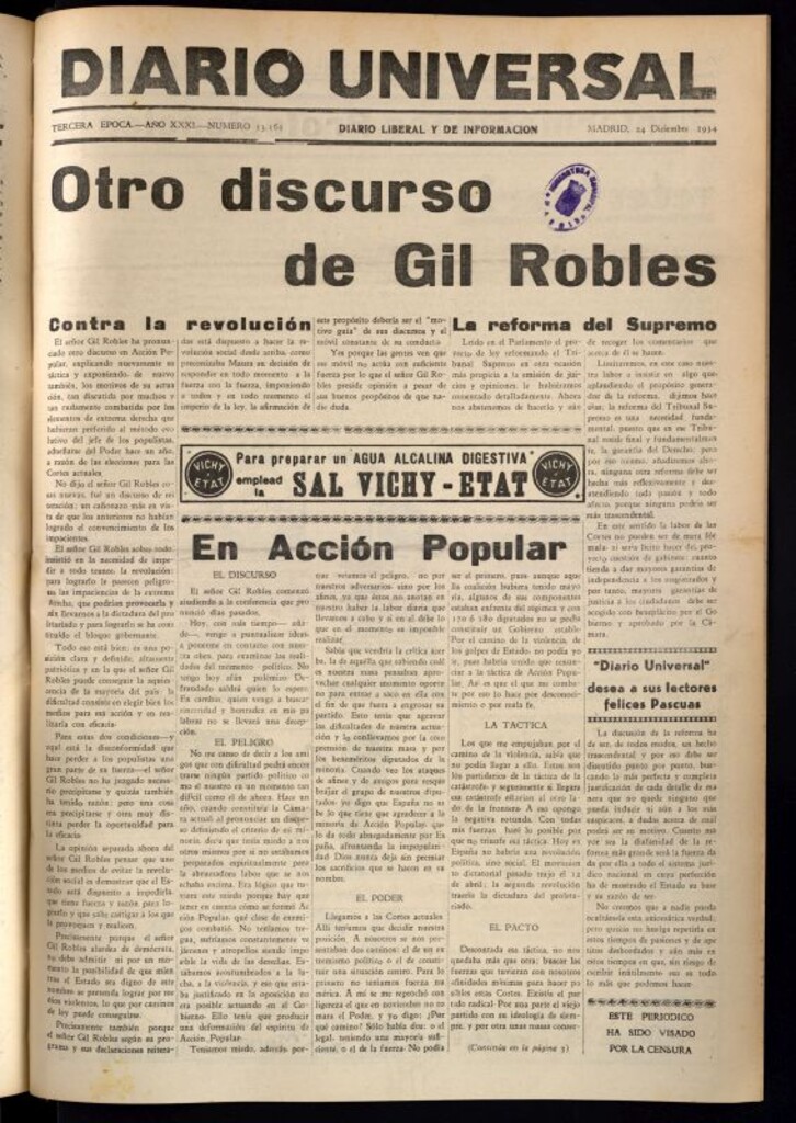 Miniatura de Diario Universal del 24 de diciembre de 1934