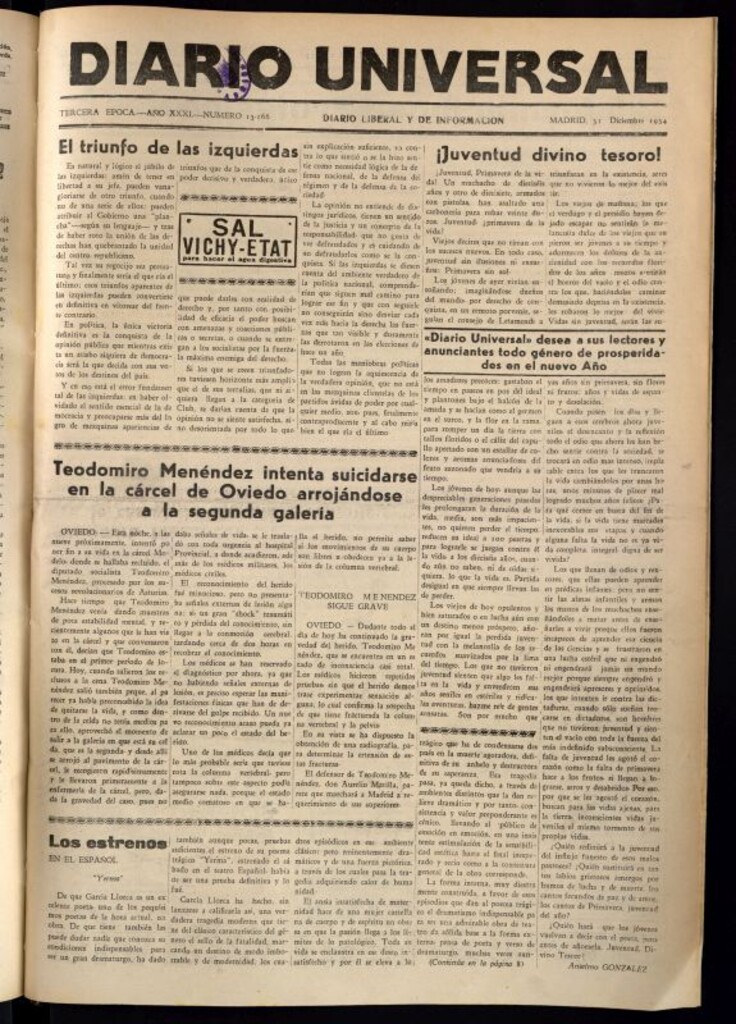 Miniatura de Diario Universal del 31 de diciembre de 1934