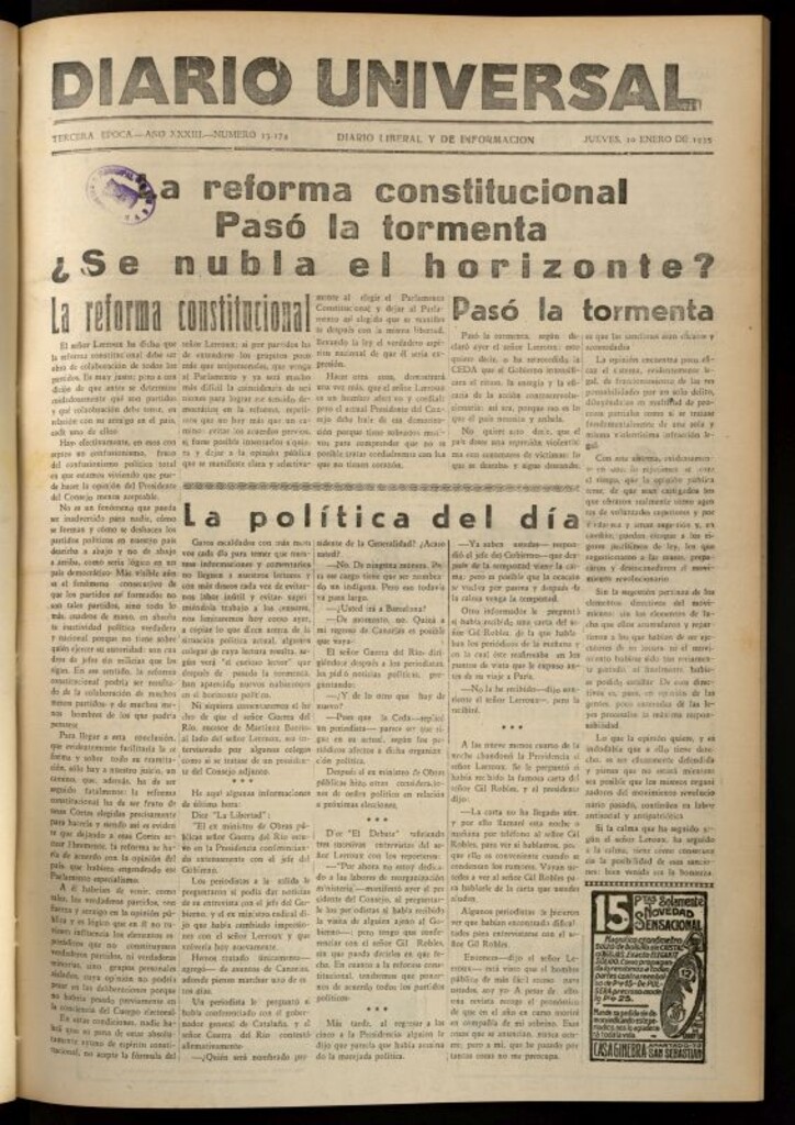 Miniatura de Diario Universal del 10 de enero de 1935