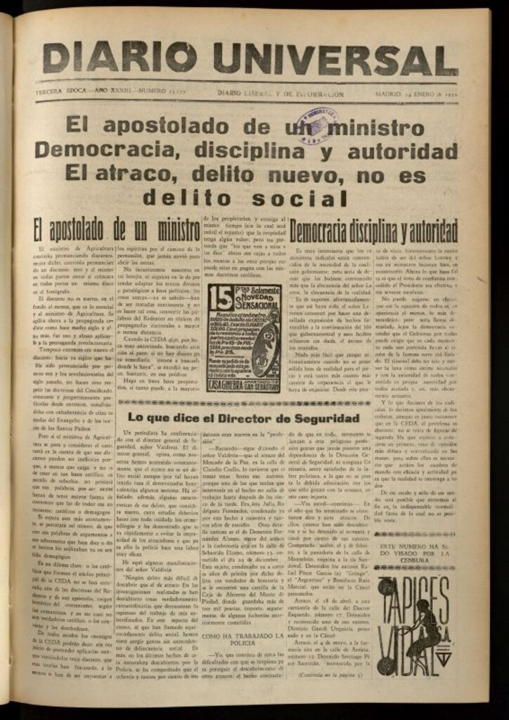 Miniatura de Diario Universal del 14 de enero de 1935