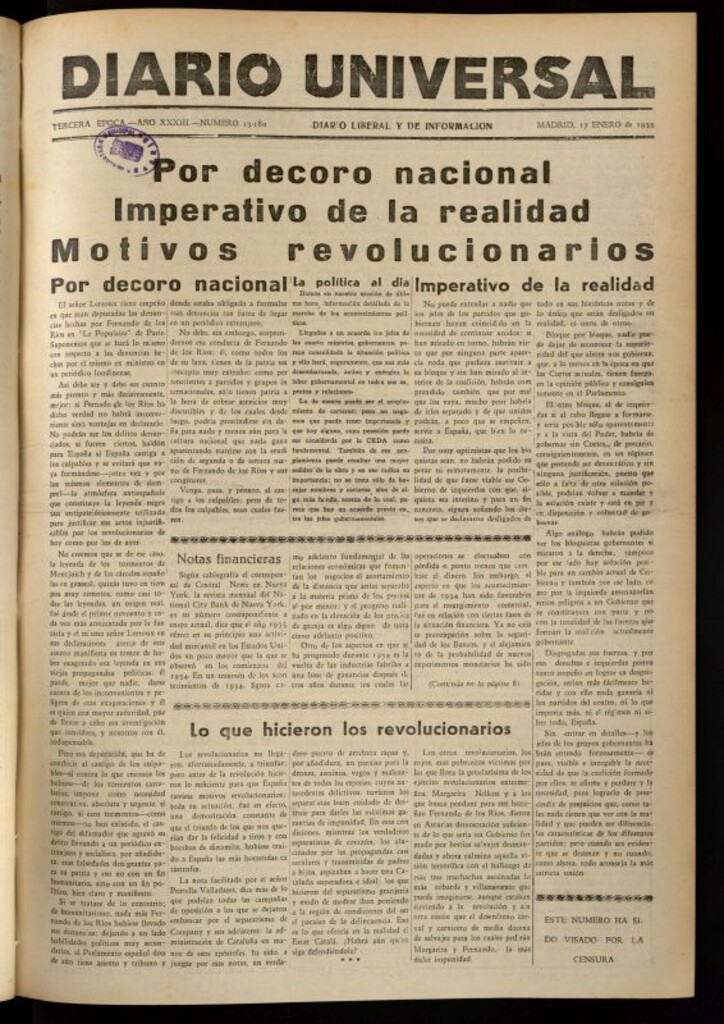 Miniatura de Diario Universal del 17 de enero de 1935