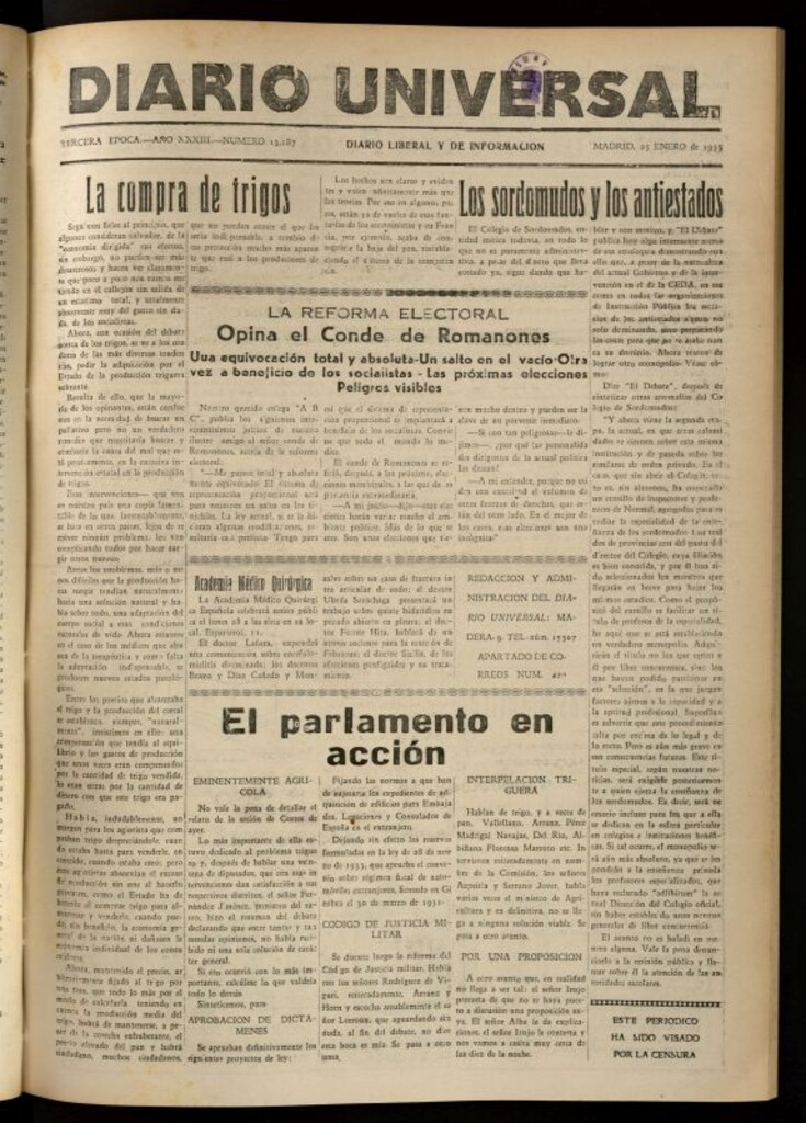 Miniatura de Diario Universal del 25 de enero de 1935