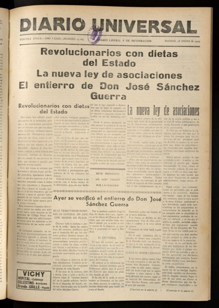 Miniatura de Diario Universal del 28 de enero de 1935