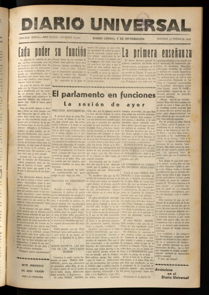 Miniatura de Diario Universal del 31 de enero de 1935