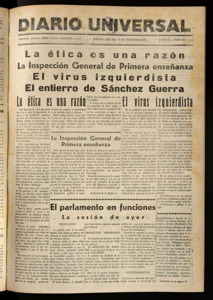 Miniatura de Diario Universal del 1 de febrero de 1935