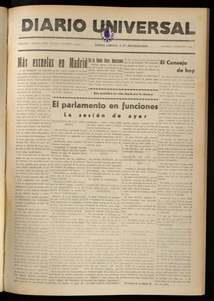 Miniatura de Diario Universal del 6 de febrero de 1935
