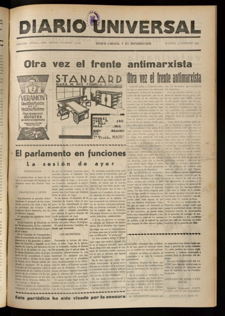 Miniatura de Diario Universal del 13 de febrero de 1935