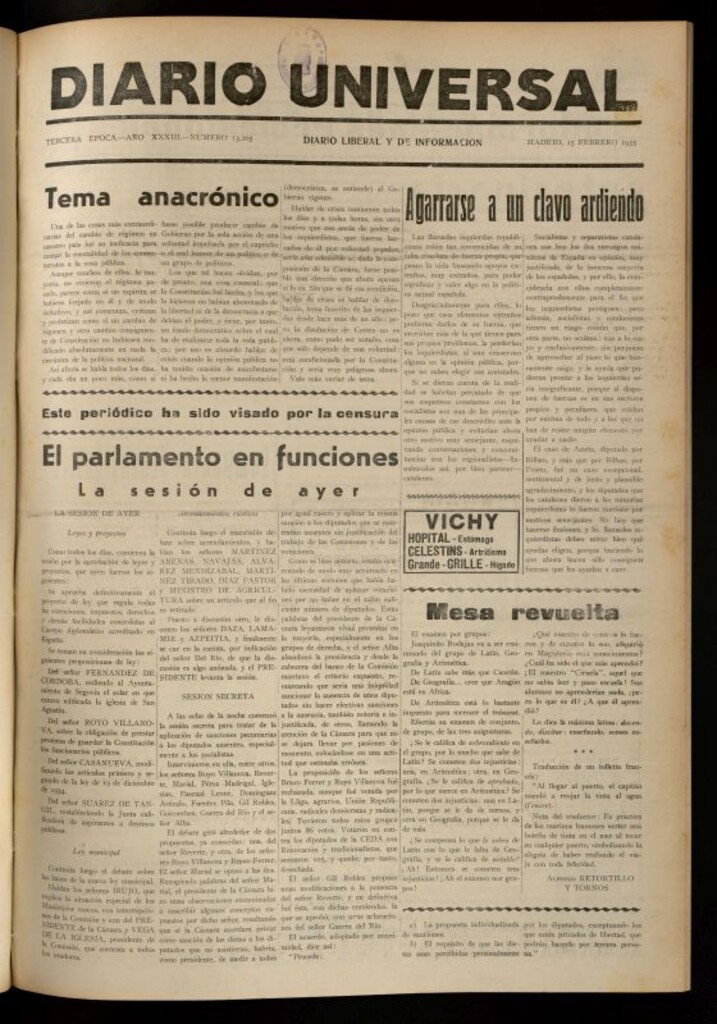 Miniatura de Diario Universal del 15 de febrero de 1935