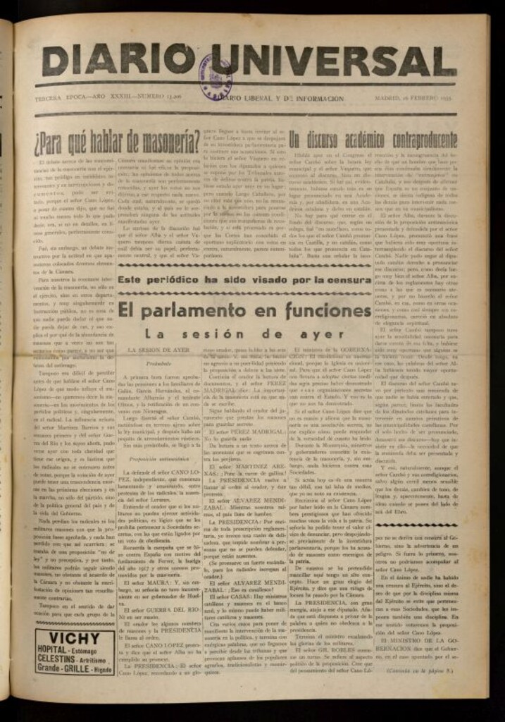 Miniatura de Diario Universal del 16 de febrero de 1935