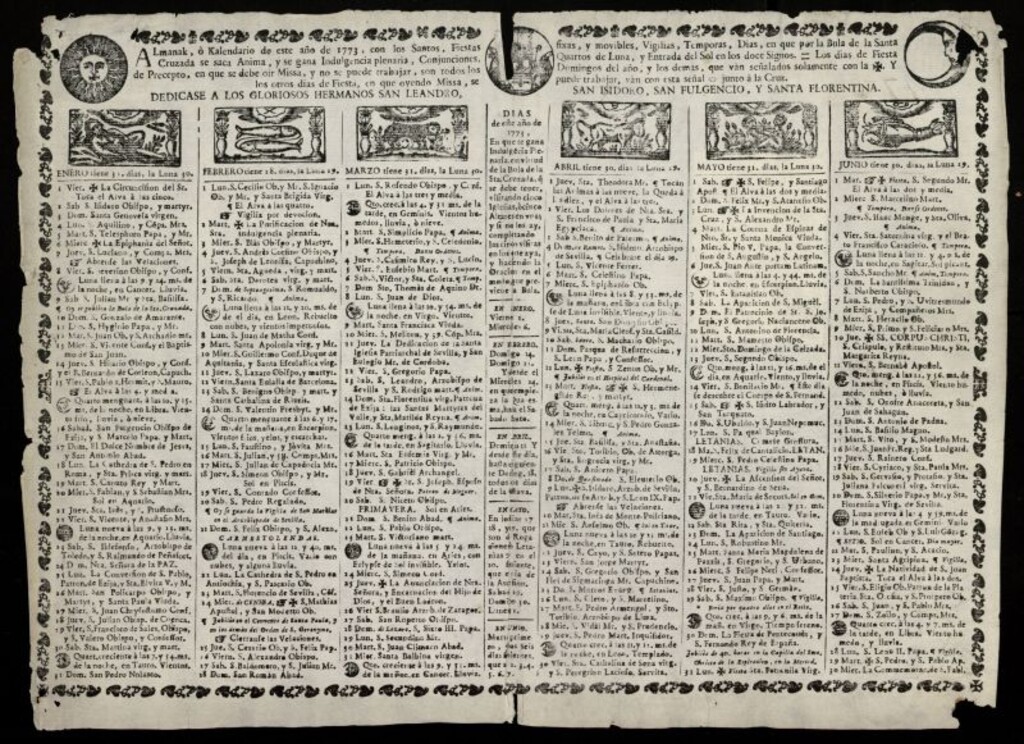 Miniatura de Almanak, o Kalendario de este año de 1773