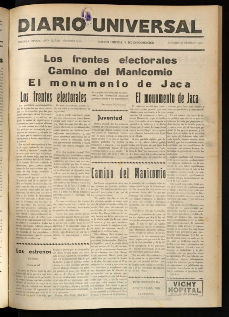 Miniatura de Diario Universal del 26 de febrero de 1935