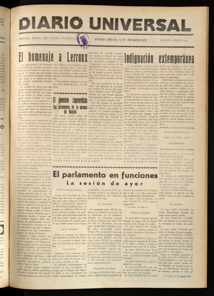 Miniatura de Diario Universal del 2 de marzo de 1935