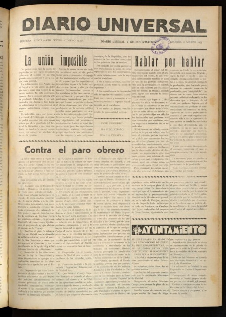 Miniatura de Diario Universal del 8 de marzo de 1935
