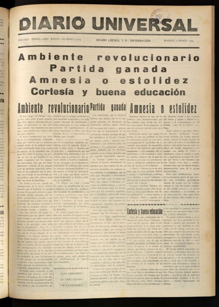 Miniatura de Diario Universal del 9 de marzo de 1935