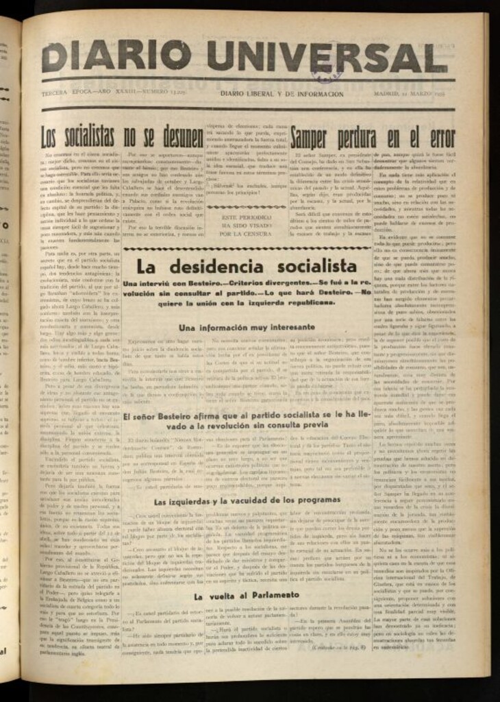 Miniatura de Diario Universal del 11 de marzo de 1935