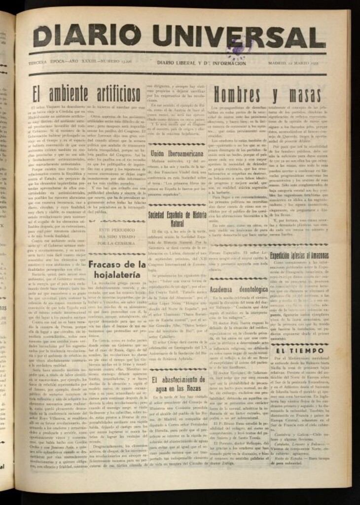 Miniatura de Diario Universal del 12 de marzo de 1935