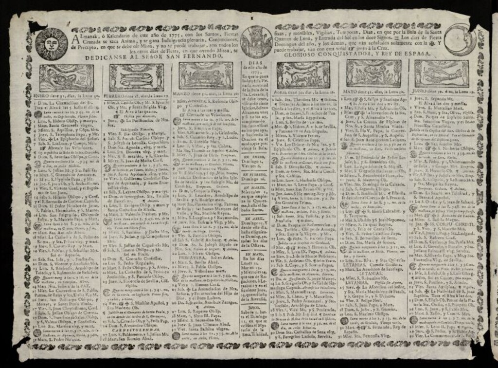 Miniatura de Almanak, o Kalendario de este año de 1775