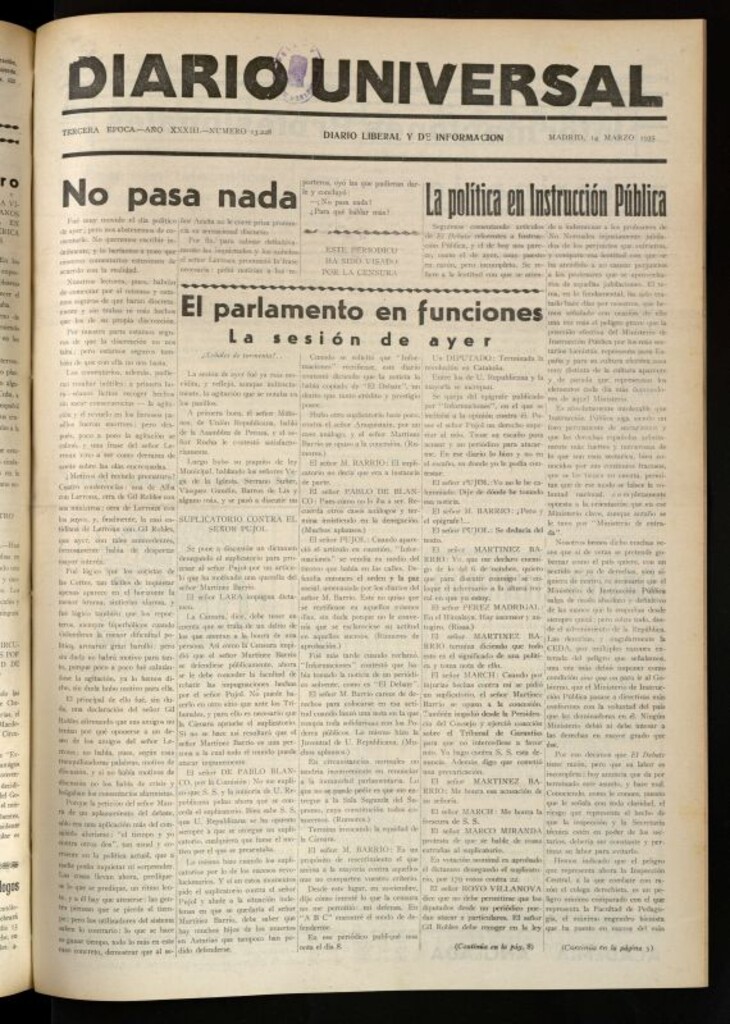 Miniatura de Diario Universal del 14 de marzo de 1935