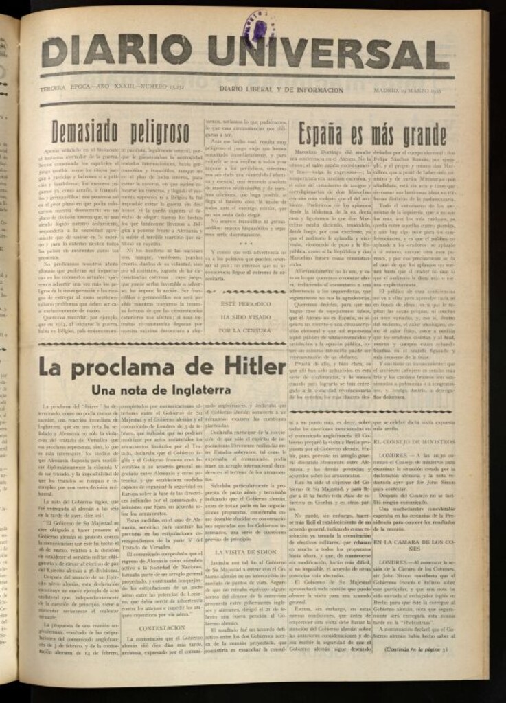 Miniatura de Diario Universal del 19 de marzo de 1935
