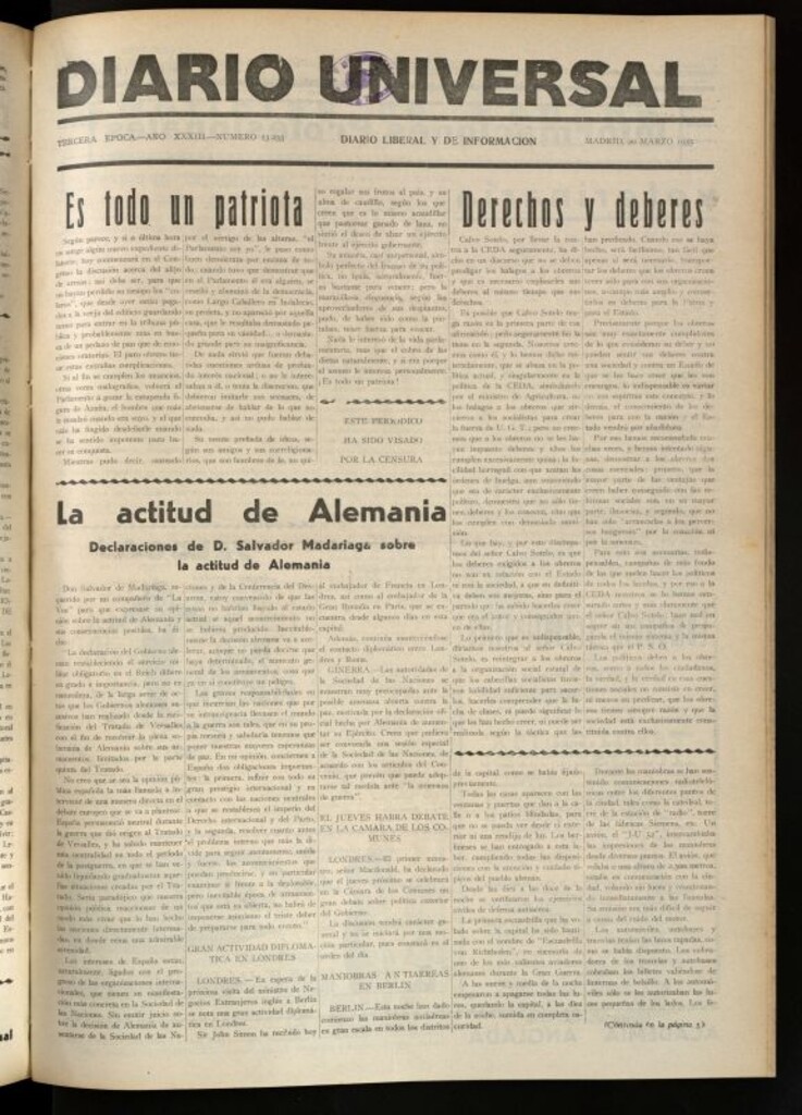 Miniatura de Diario Universal del 20 de marzo de 1935