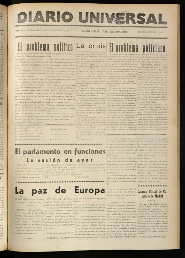 Miniatura de Diario Universal del 28 de marzo de 1935