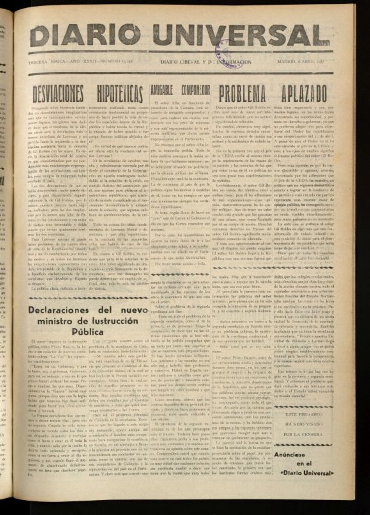 Miniatura de Diario Universal del 6 de abril de 1935