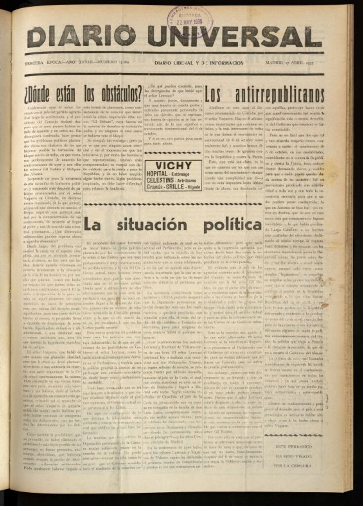 Miniatura de Diario Universal del 17 de abril de 1935