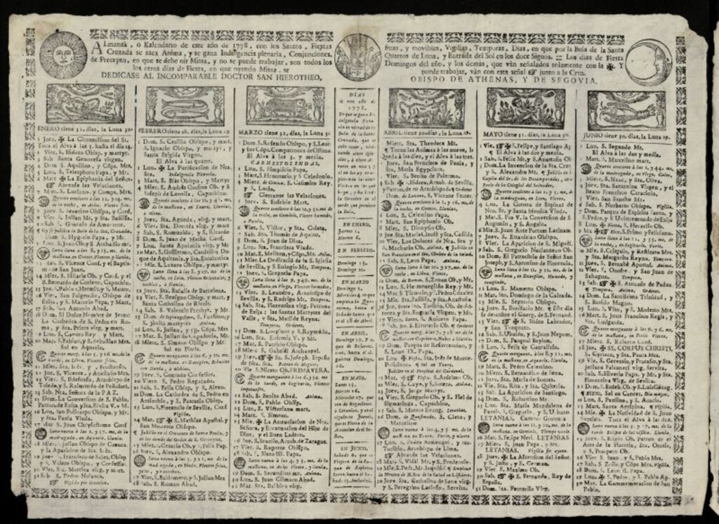 Miniatura de Almanak, o Kalendario de este año de 1778