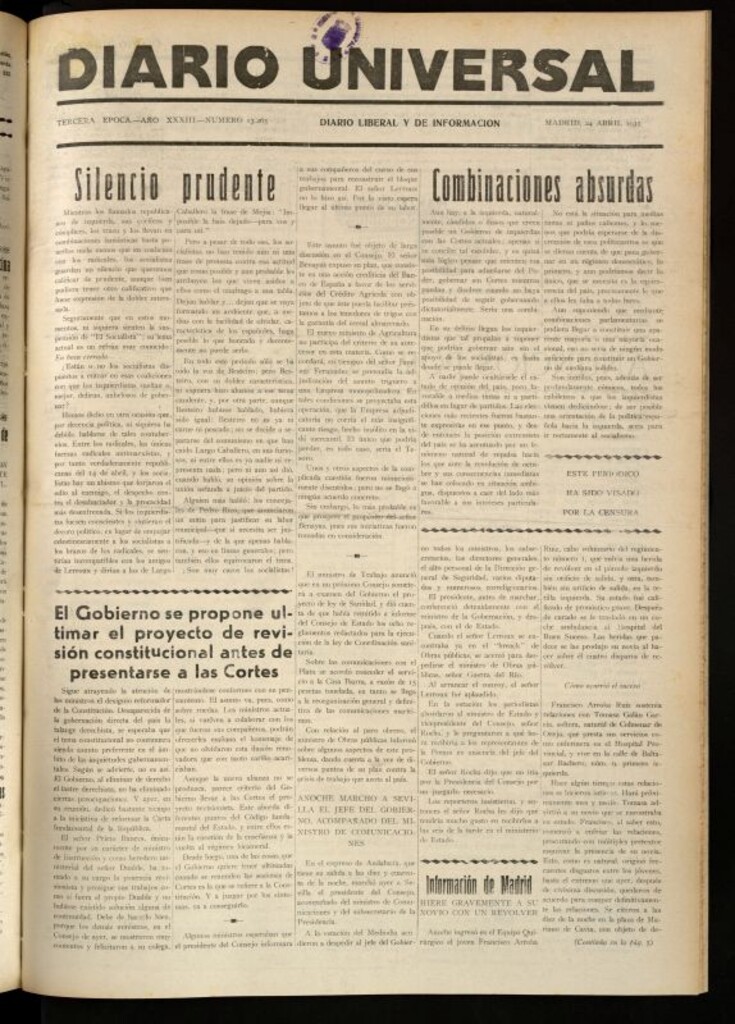 Miniatura de Diario Universal del 24 de abril de 1935