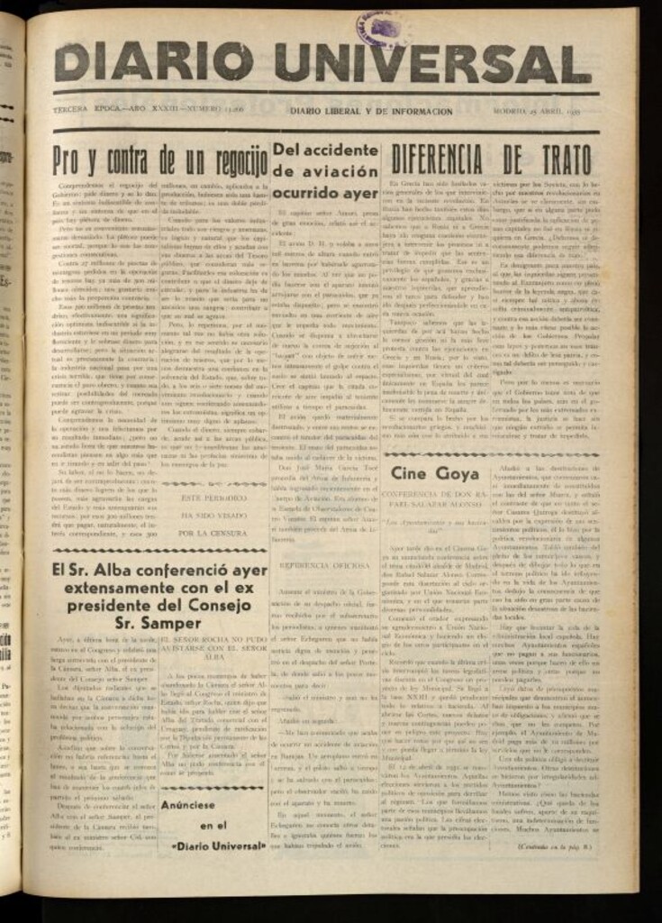 Miniatura de Diario Universal del 25 de abril de 1935