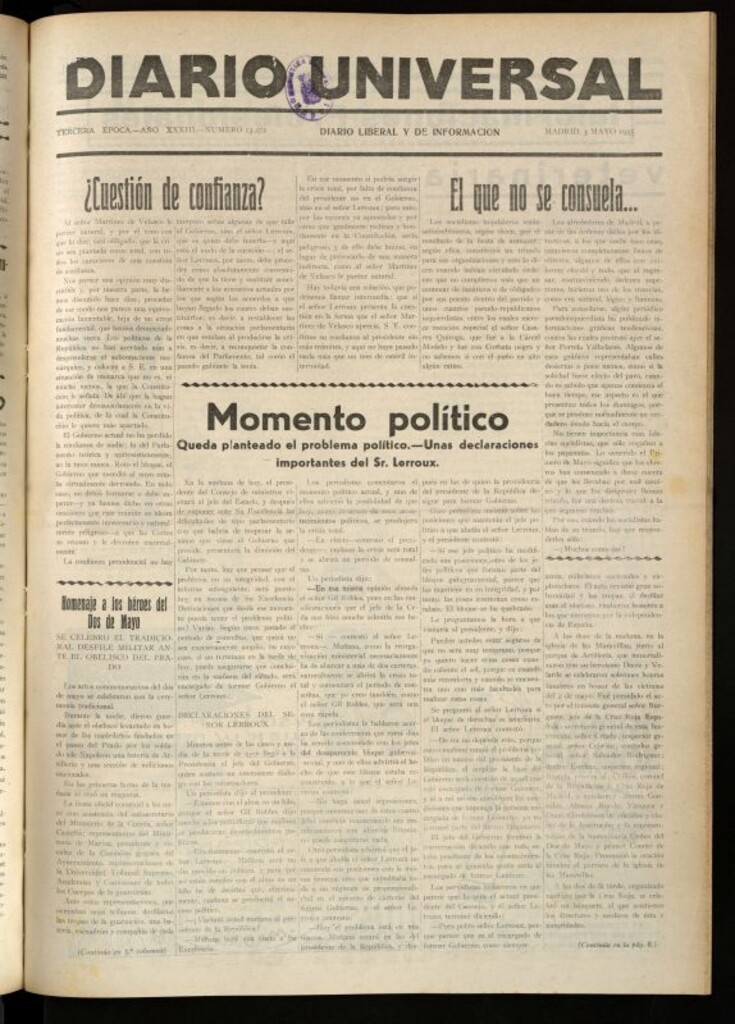 Miniatura de Diario Universal del 3 de mayo de 1935