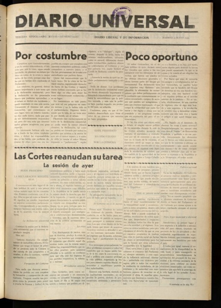 Miniatura de Diario Universal del 9 de mayo de 1935