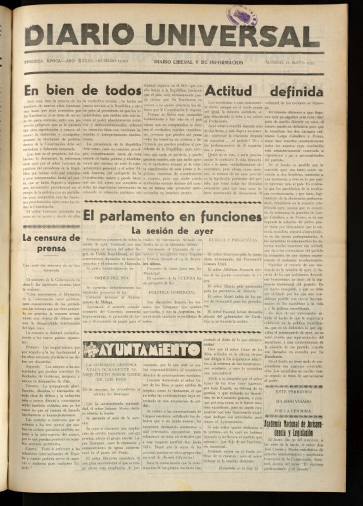 Miniatura de Diario Universal del 11 de mayo de 1935