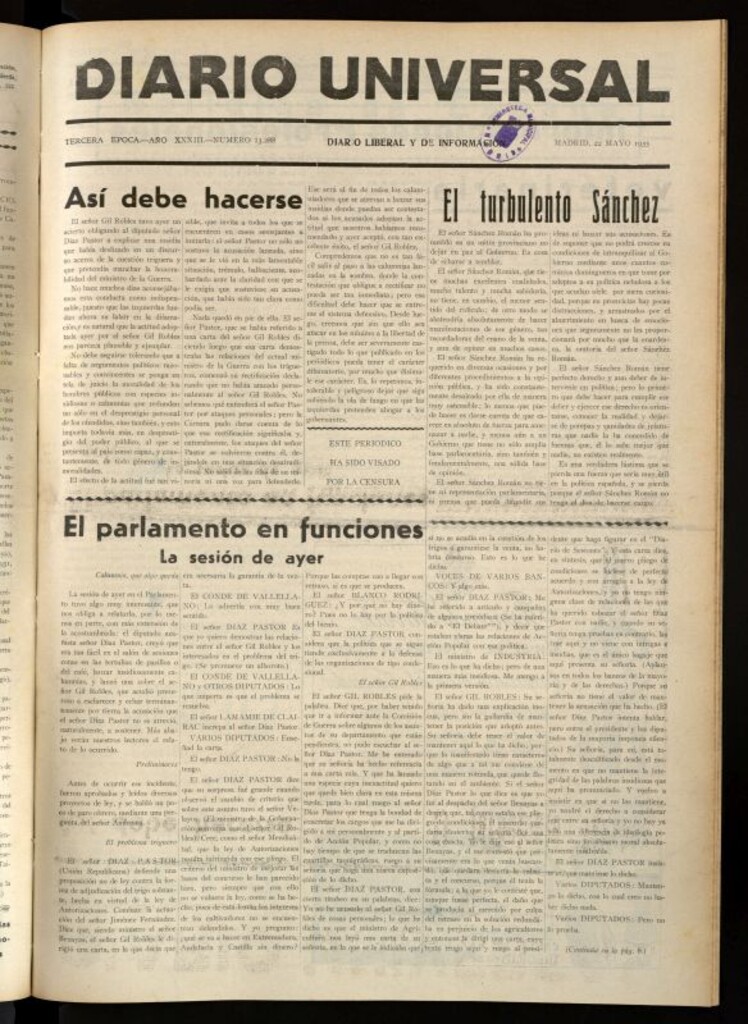 Miniatura de Diario Universal del 22 de mayo de 1935