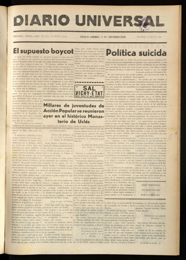Miniatura de Diario Universal del 27 de mayo de 1935
