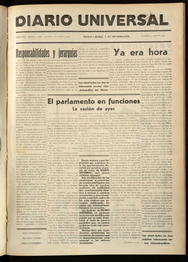 Miniatura de Diario Universal del 31 de mayo de 1935