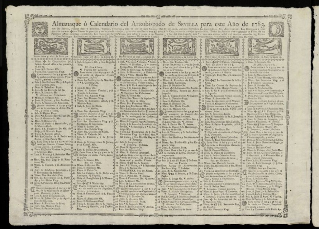 Miniatura de Almanak, o Kalendario de este año de 1783