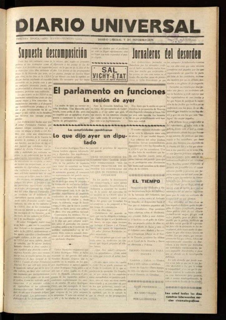 Miniatura de Diario Universal del 21 de junio de 1935